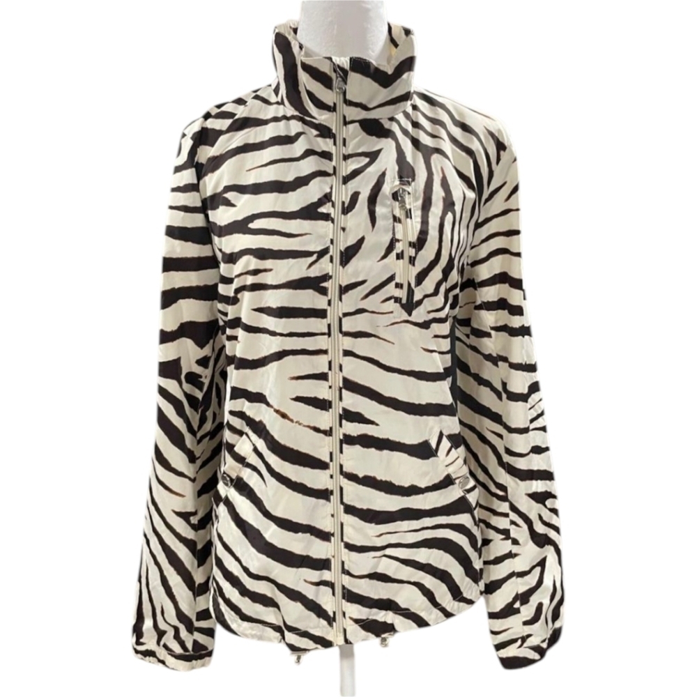 New Ralph Lauren Zip Up Windbreaker Jacket Brown Zebra Animal Print NWT Sz XL - Picture 4 of 14